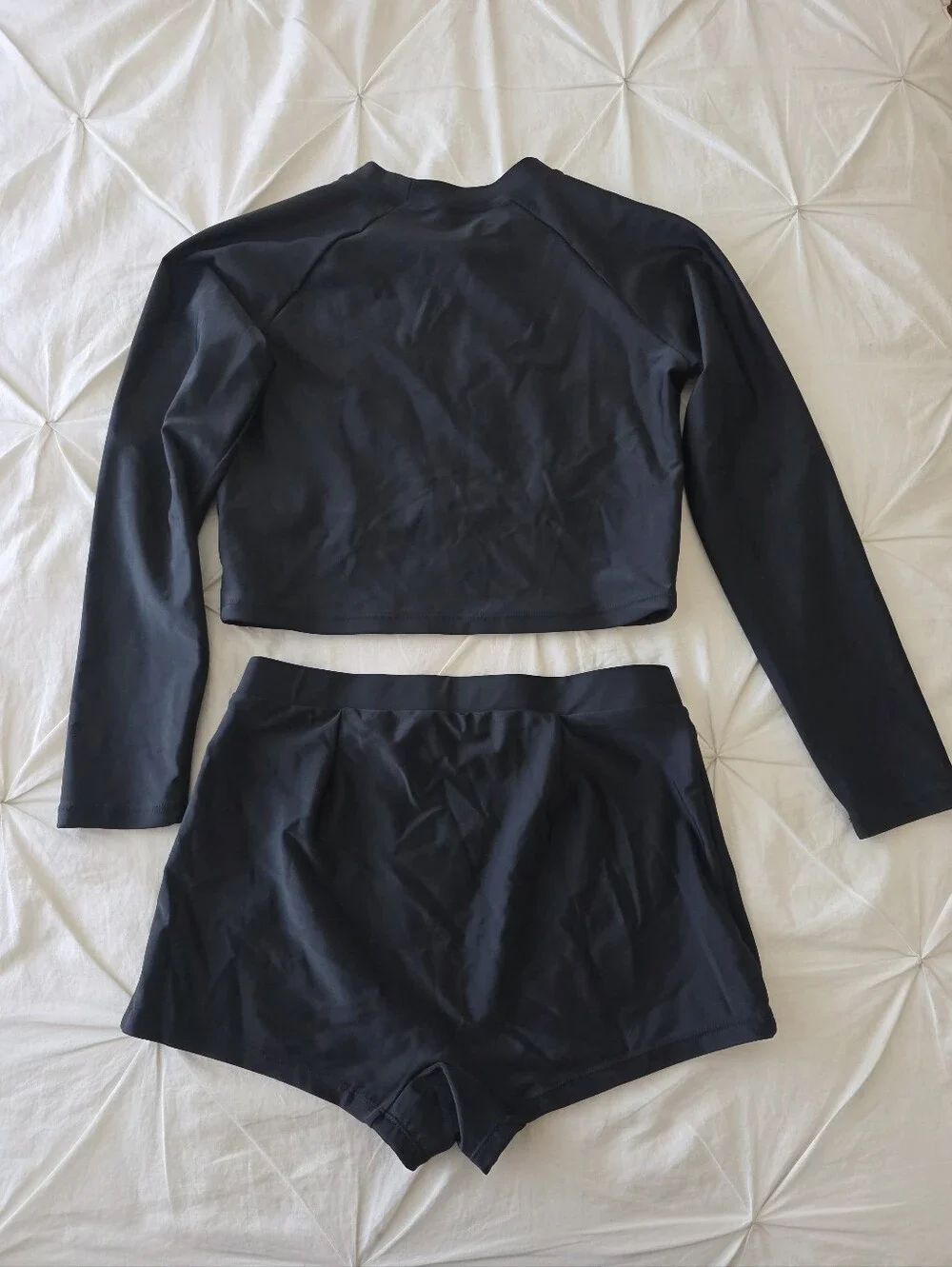 Girls Black Long Sleeve Swimwear Set Rash Guard & Shorts UPF 50+ Teen 13-14Y